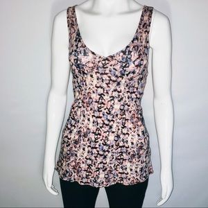 Silence + Noise Sz M Paint Peplum Racerback Top